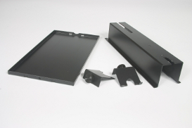 Rat holder components: front and rear doors, holder, and specimen tray Components of a rat holder